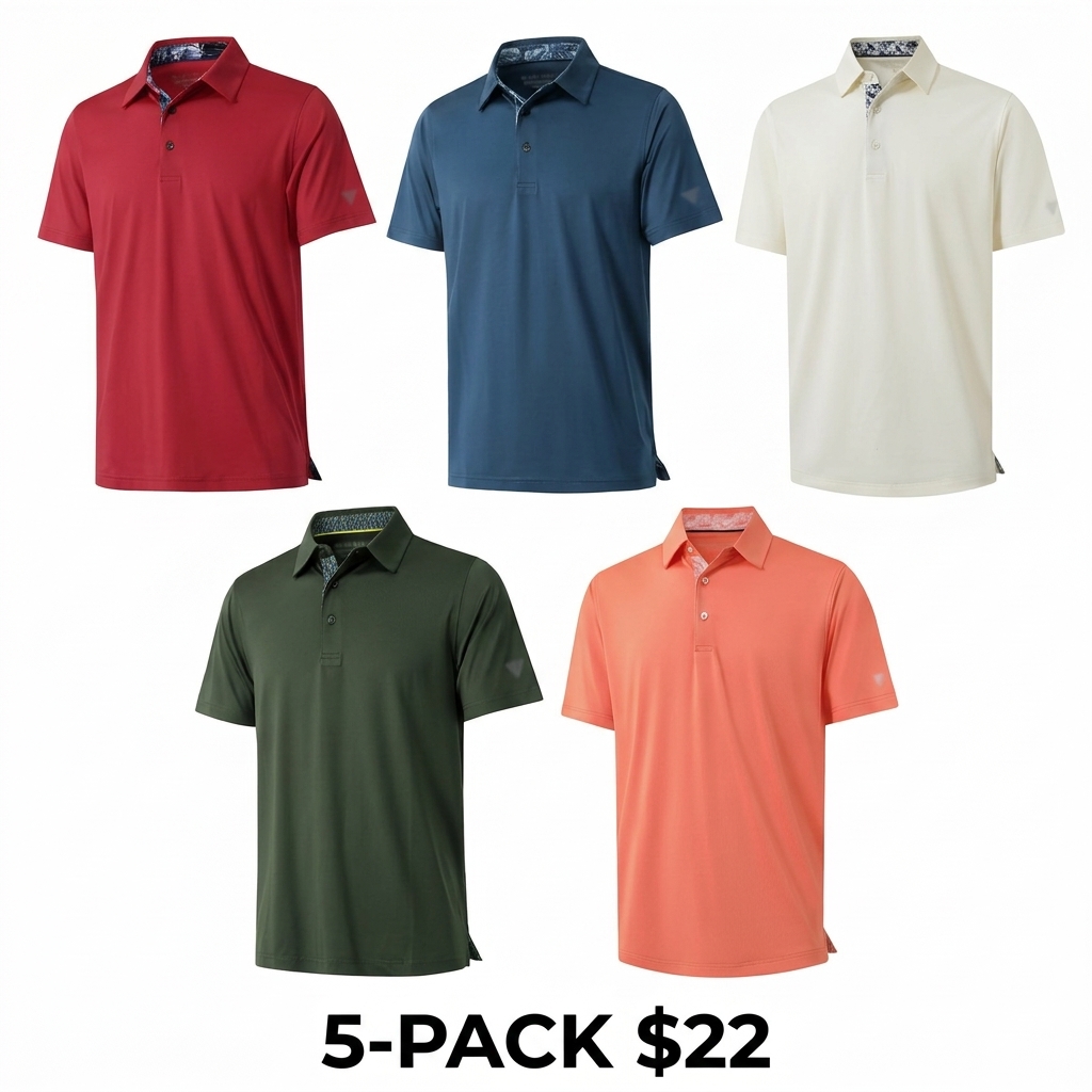 Men's Dry Fit Performance Polo Shirt – Short Sleeve Collared Golf Polo with UPF30+