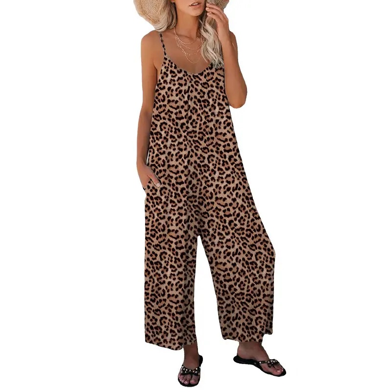 Plus Size Women Fashion Wide Leg Suspender Jumpsuit with Pockets Curvy Overalls