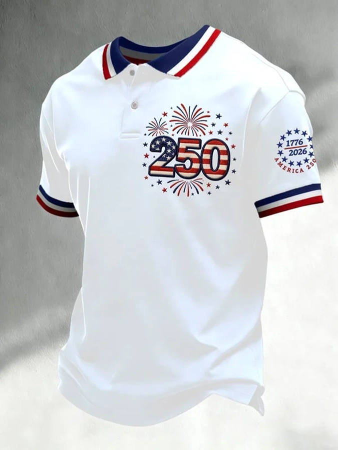 Men'S Business And Leisure 250Th Anniversary Polo Shirt For The Founding Of The United States