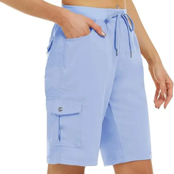 Women's 6-Pack Lightweight Quick Dry Outdoor Shorts – Elastic Waistband with Pockets for Hiking Camping