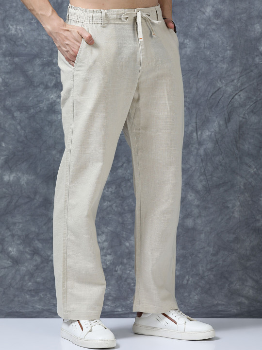 Men's Relaxed Linen Blend Drawstring Pants