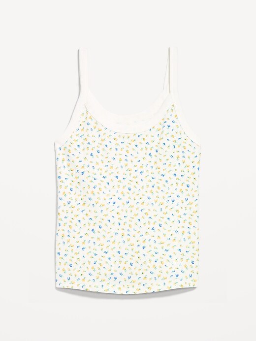 Pointelle Cami Tank Top White Floral