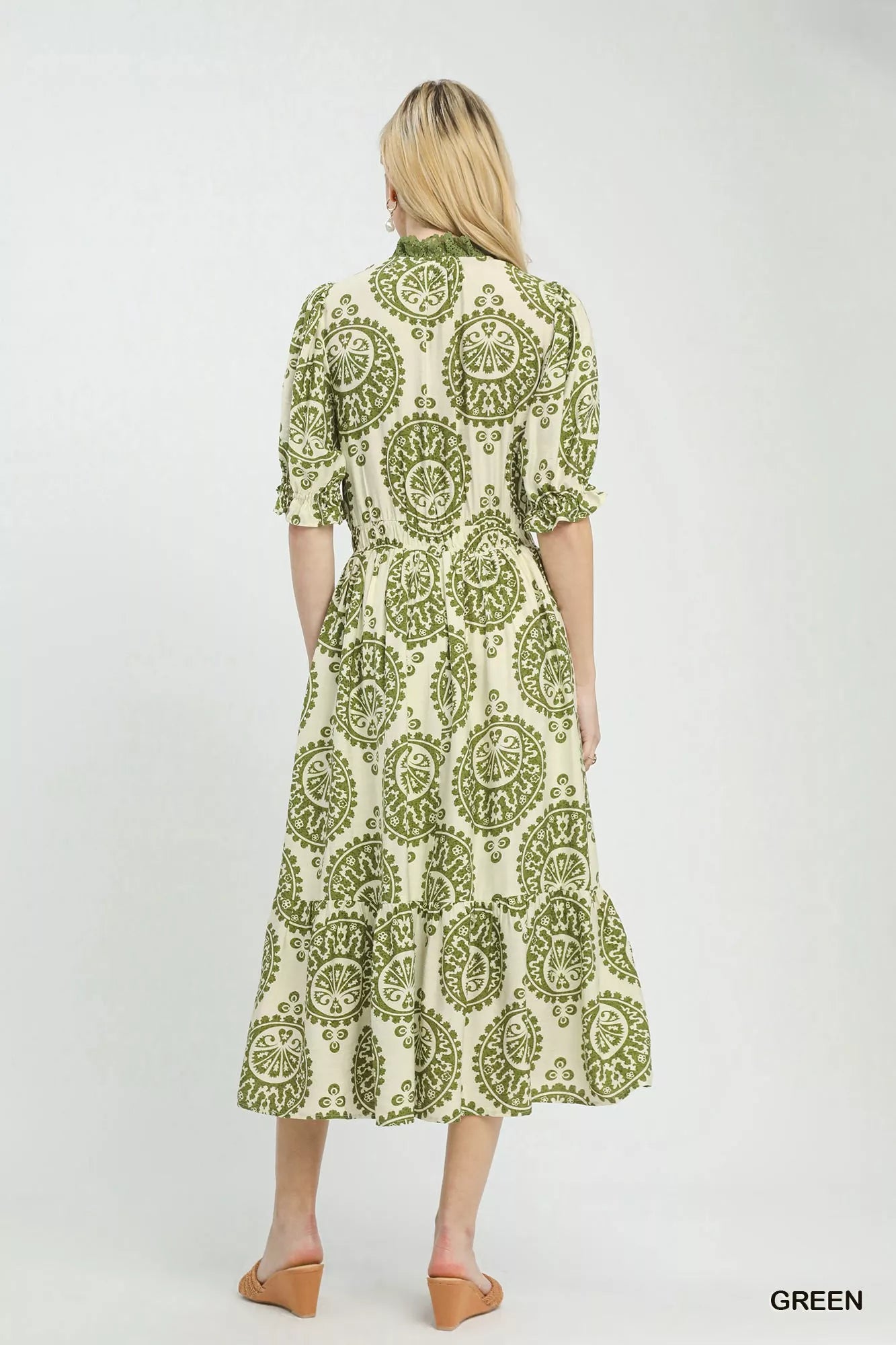 Umgee Paisley Smocked Waist Midi Dress