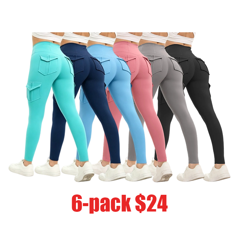 Women's 3-Pack Butt Lifting Leggings – High Waist Tummy Control with Flap & Side Pockets, Breathable Sporty Activewear for Yoga, Gym, Workout & Running