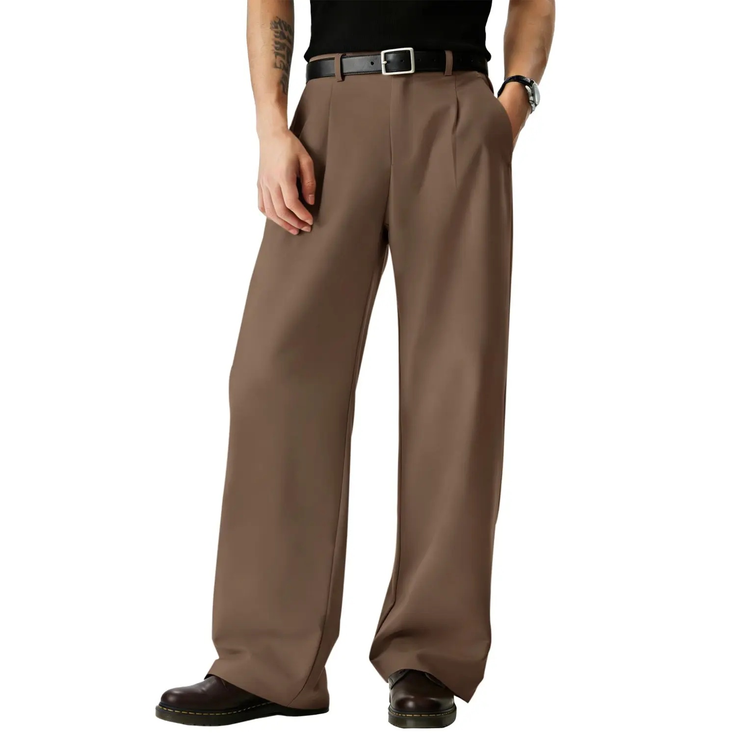 Men’s Pleated Wide-Leg Dress Pants