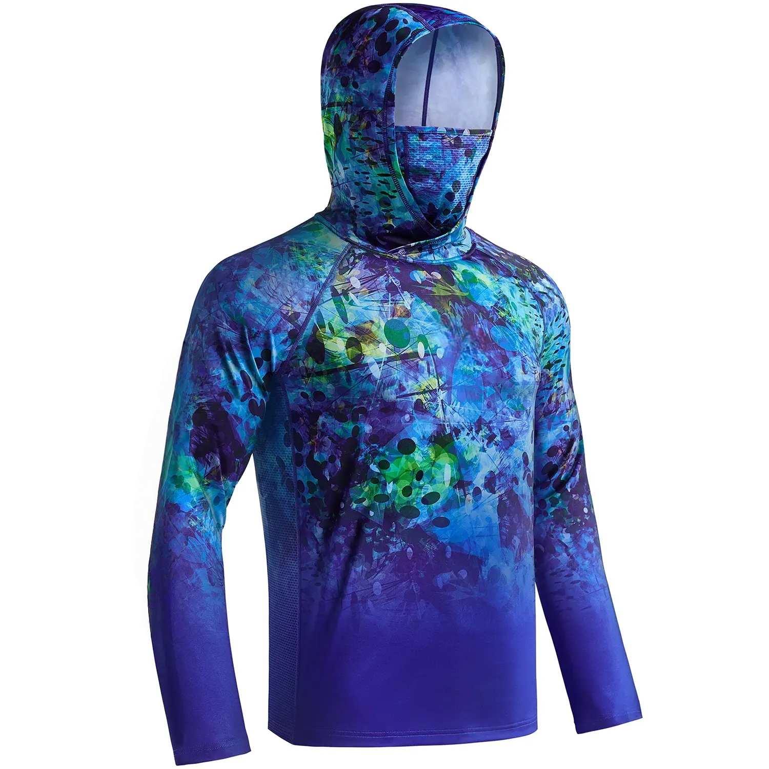 Sun Hoodie Shirts w/ Mask Neck Gaiter Men UPF 50+ UV Protection Long Sleeve