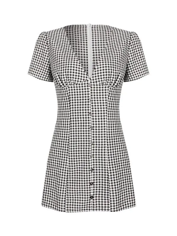 Women's Plaid Print Button Decor V Neck Shortsleeve (Just $4 Each!)