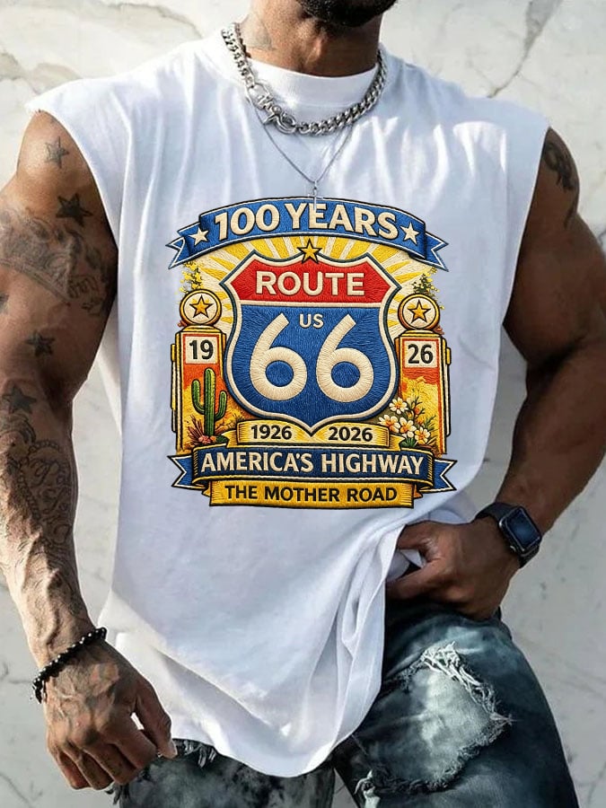 Men's Route 66 Centennial Mother Road Printed Casual T-shirt