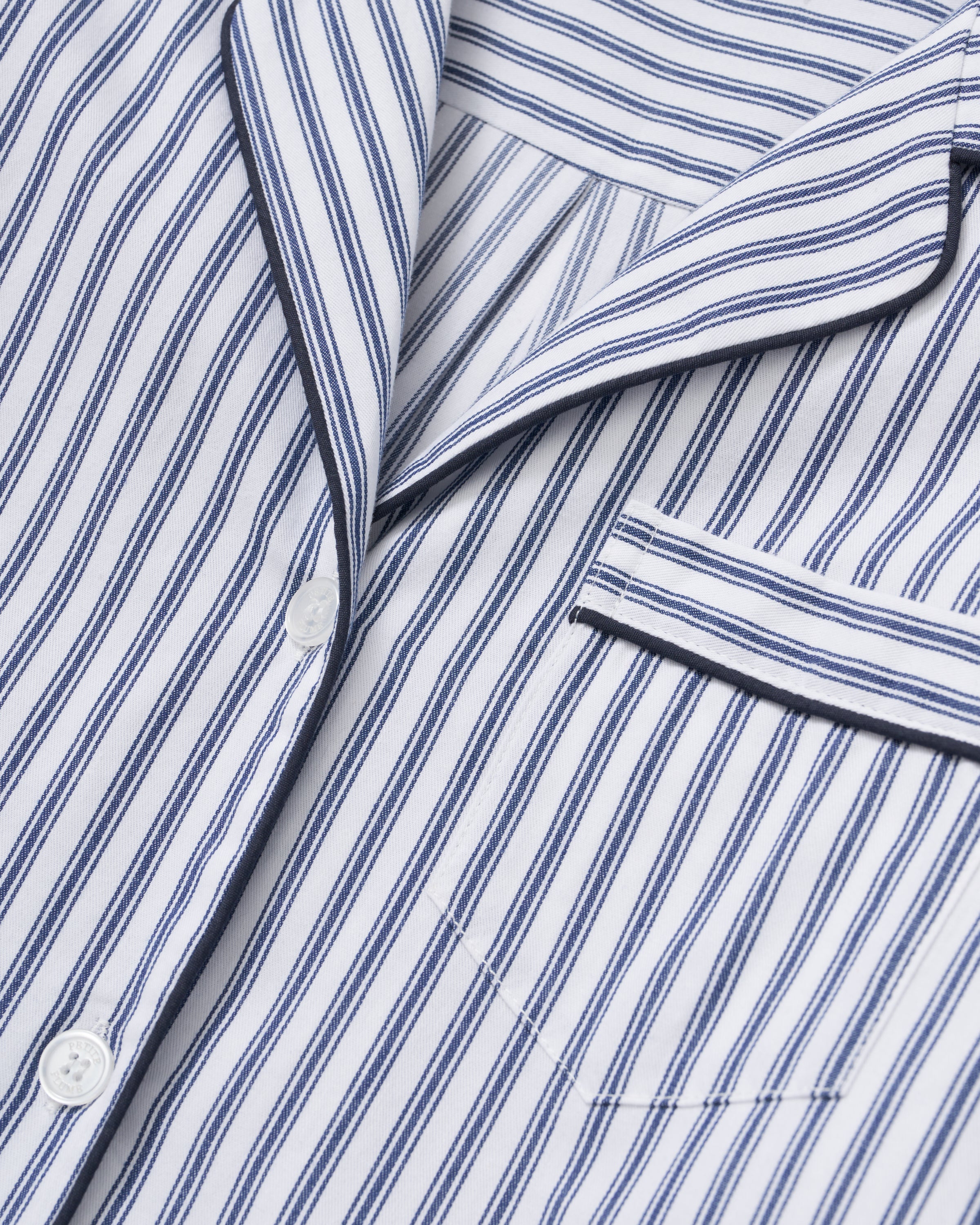 Women's Twill Pajama Set in Navy French Ticking