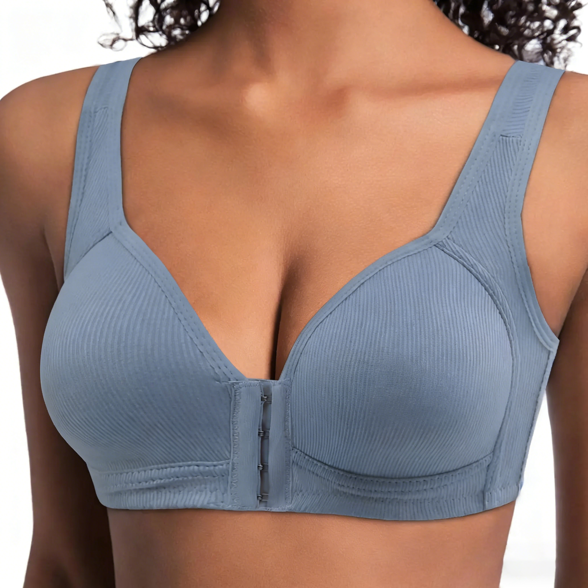 Women's Front Closure Cross Back Wireless Bra