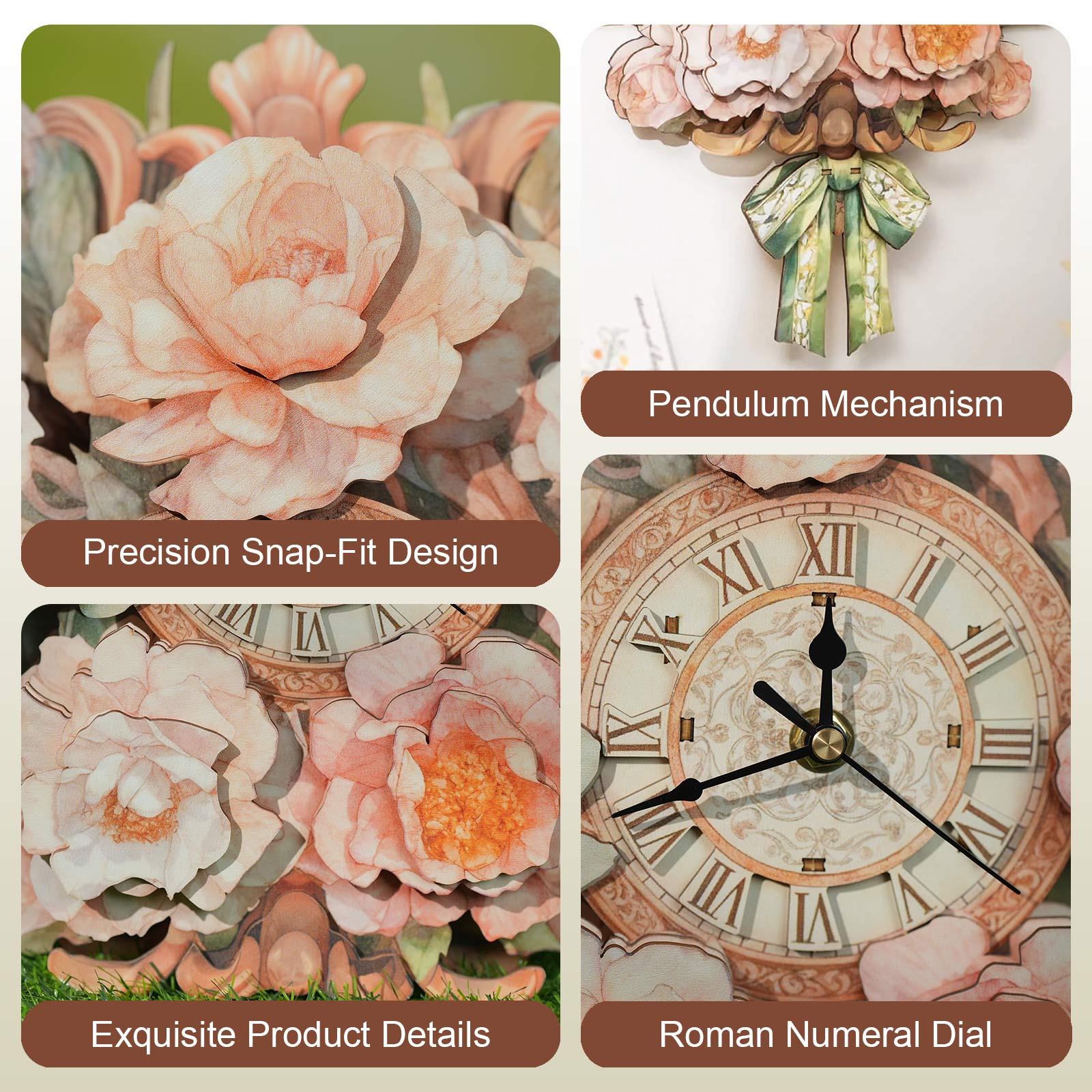 BouquetDIY Wooden Clock, 3D Puzzle Craft Kit