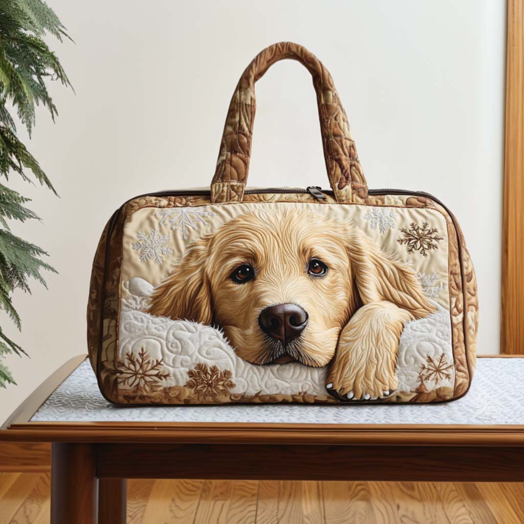 Golden Paws Winter Whisper Quilted Duffle Bag ❄️🐾
