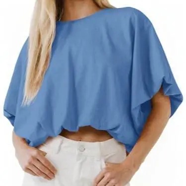 Women's Slouchy Dolman Sleeve Crop Top – Soft & Flowy Casual Summer Tee