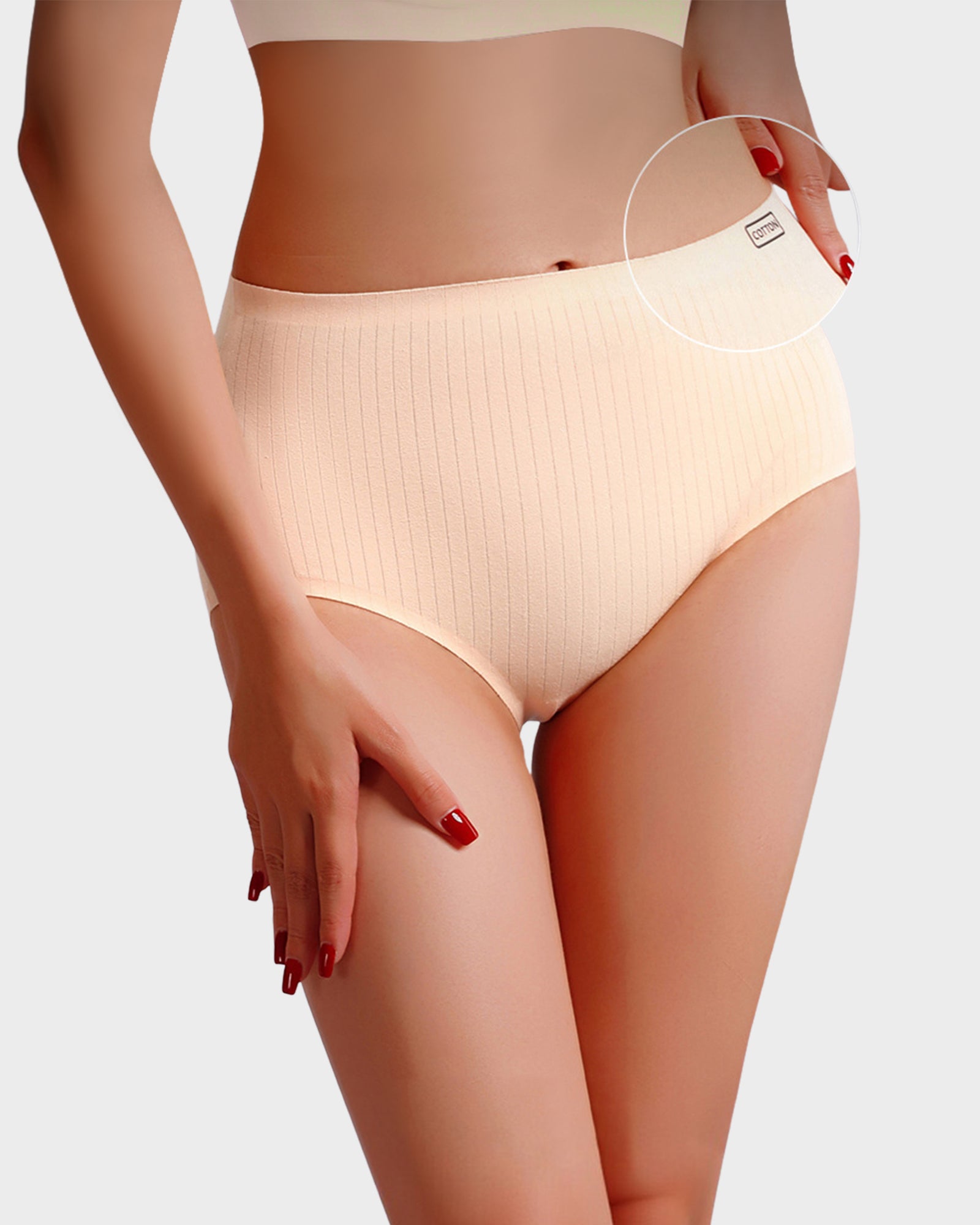 High-Waisted Cotton Seamless Lifting Briefs (4 Pack)