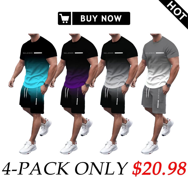 Men's Gradient Fitness Short Sleeve Set