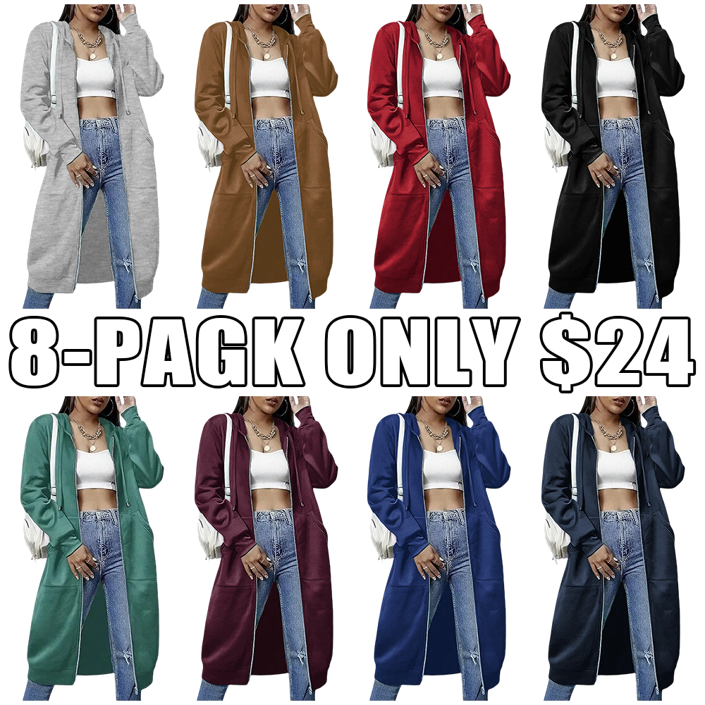 Women's casual zip-up fleece hoodie