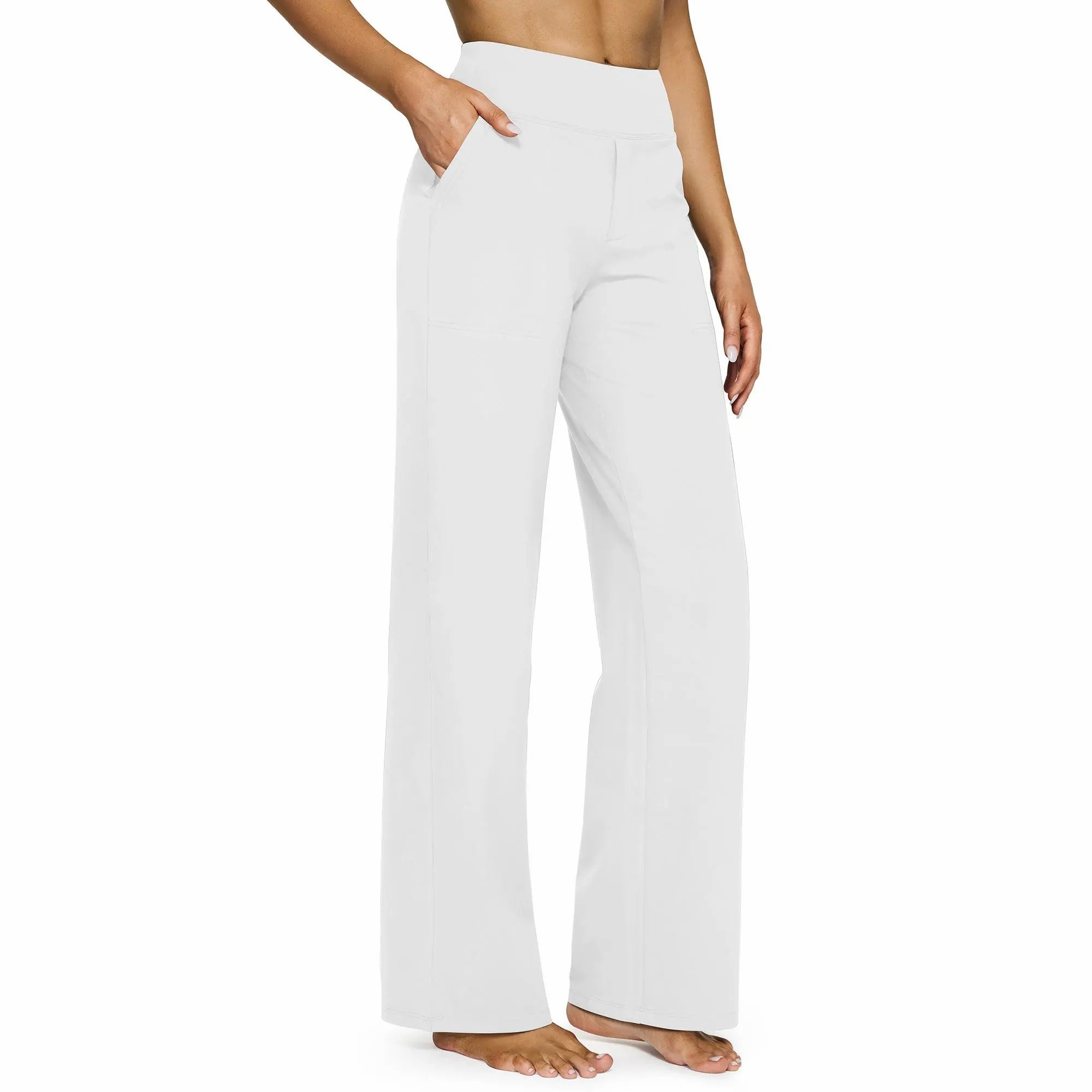 Women's High Waist Wide Leg Pants – Business Casual Yoga Sweatpants with Pockets