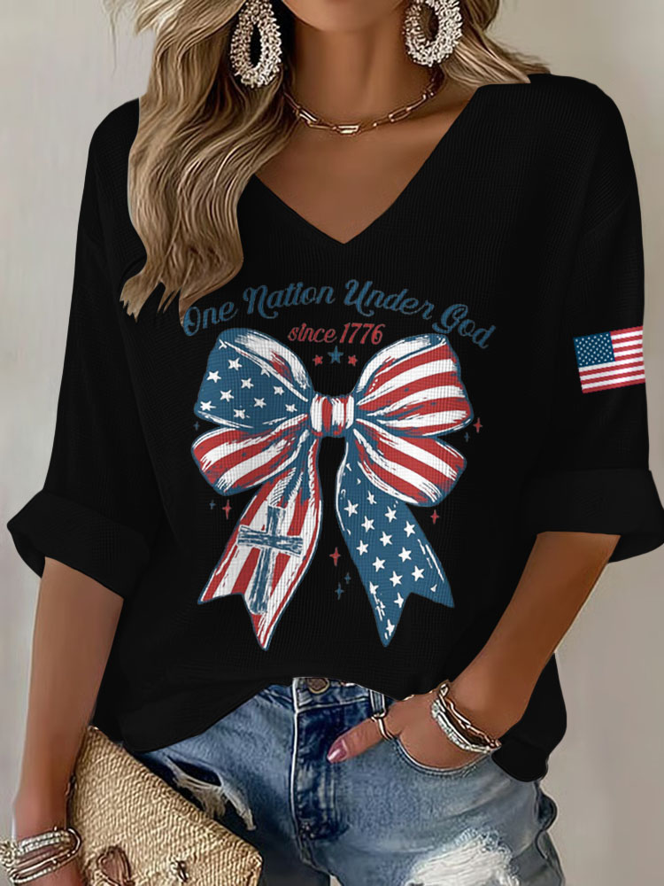 Women's casual Independence Day commemorative printed tie dye T-shirt, commemorating the 250th anniversary of the founding of the United States