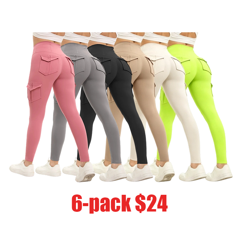 Women's 3-Pack Butt Lifting Leggings – High Waist Tummy Control with Flap & Side Pockets, Breathable Sporty Activewear for Yoga, Gym, Workout & Running