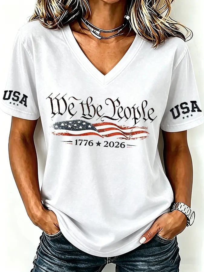 Women's USA 250th Anniversary Print Casual T-shirt