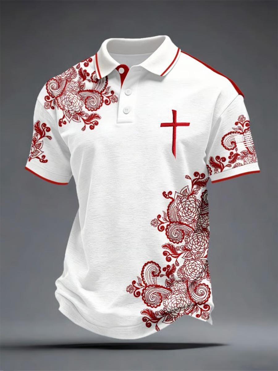 Men'S Faith Print Short-Sleeve Polo Shirt