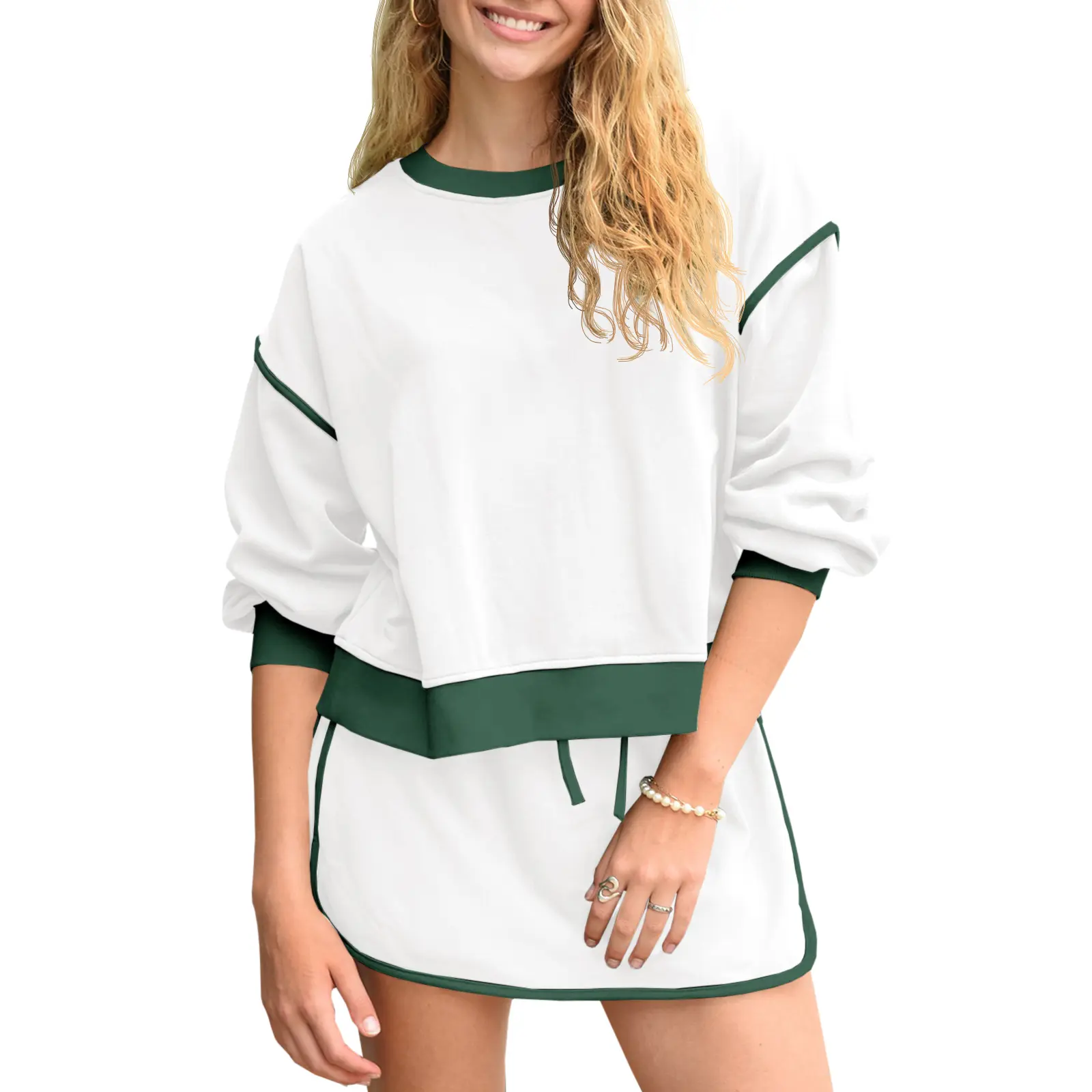 Women's Sweatshirt & Skort Sweatsuit Set