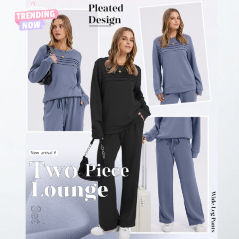 🔥LAST DAY💓Women's Crew Neck Top & Drawstring Pants Set