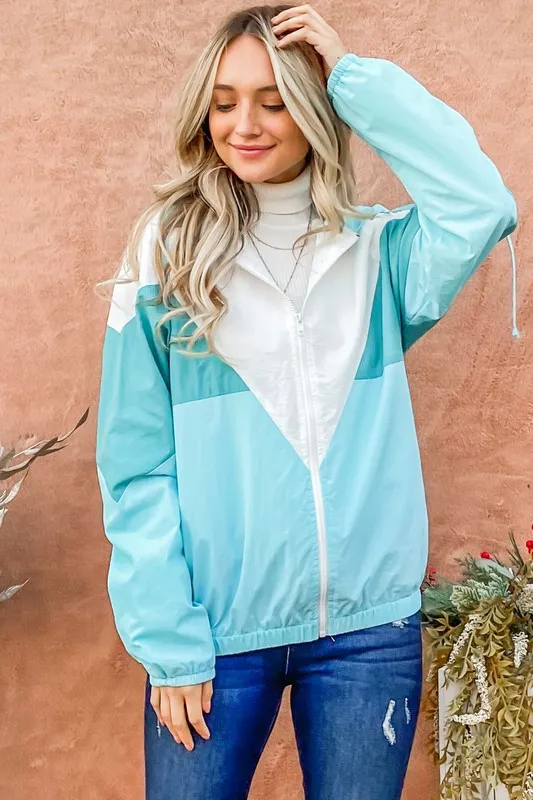 Color Block Windbreaker Jacket