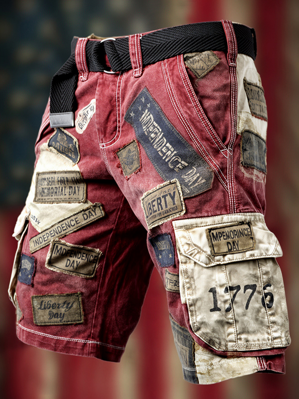 Men's Independence Day 1776 Art Print Denim-Like Casual Shorts