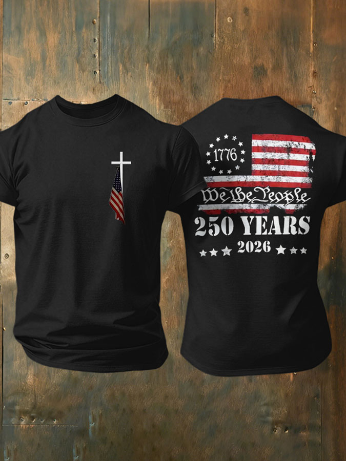 Men's American Flag Commemorative 250th Anniversary Classic Pattern Short Sleeve T-shirt