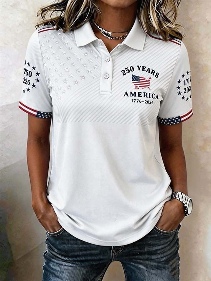 Women'S Independence Day Print Short-Sleeve Top