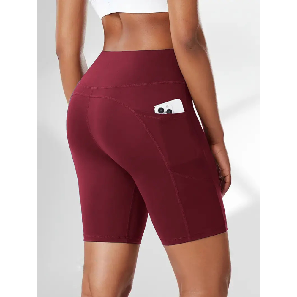 High Waist Yoga Shorts for Women - Soft Breathable Athletic Workout Shorts with Pockets, Tight Fit Gym Wear for Casual Use