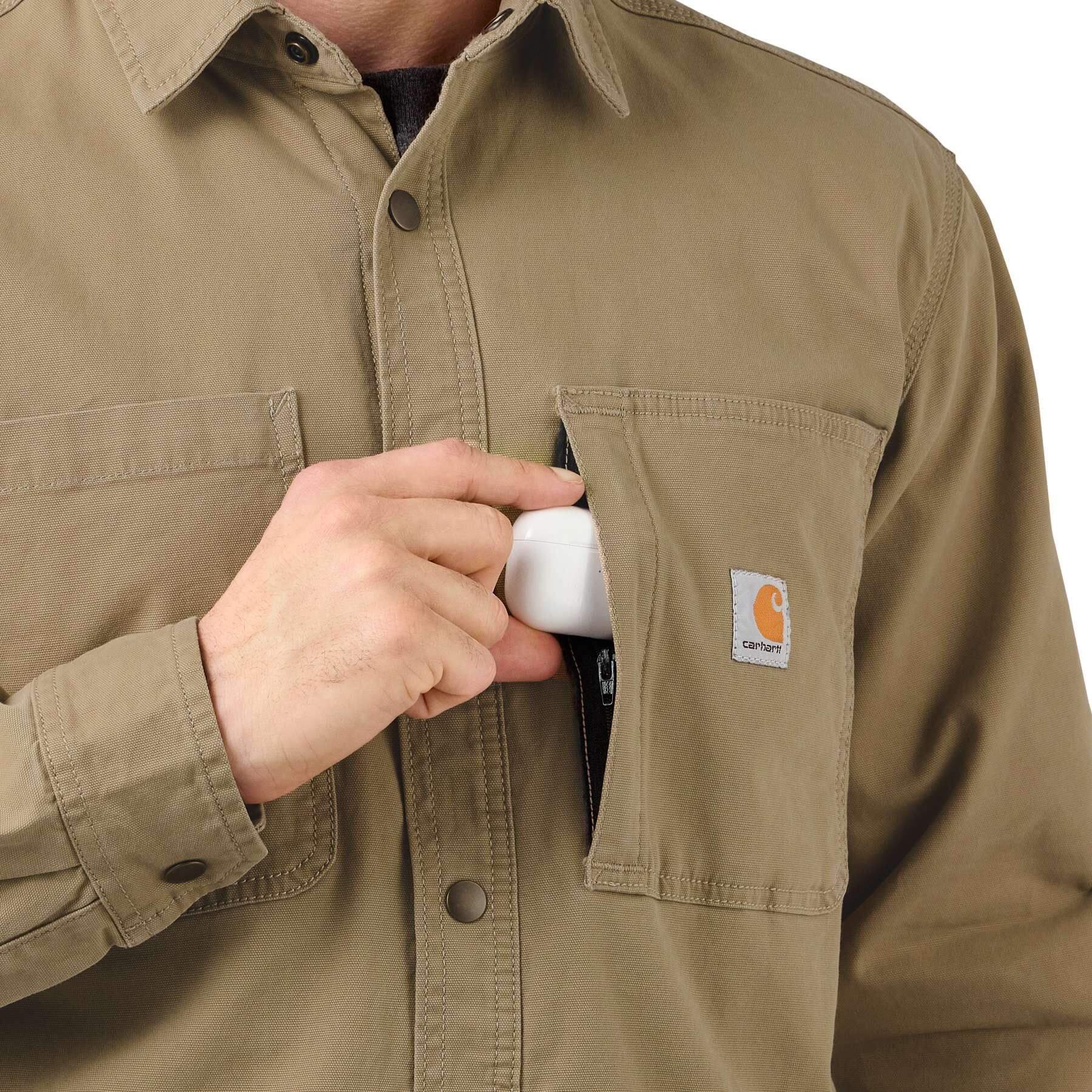 CHT Rugged Flex Relaxed fit Canvas Fleece Lined Snap-Front Shirt Jacket 105532