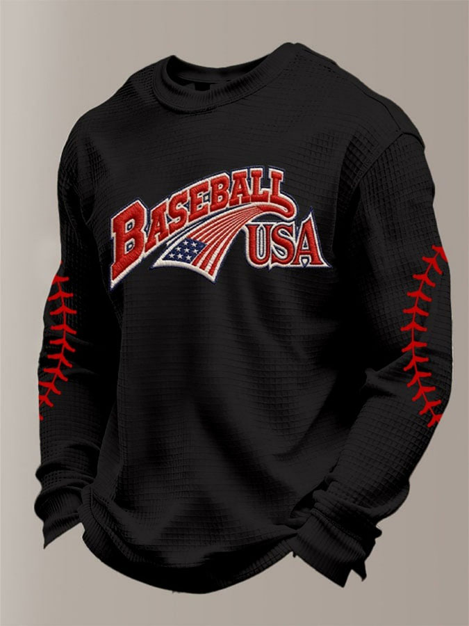 Men'S Baseball Classic Printed Waffle Top