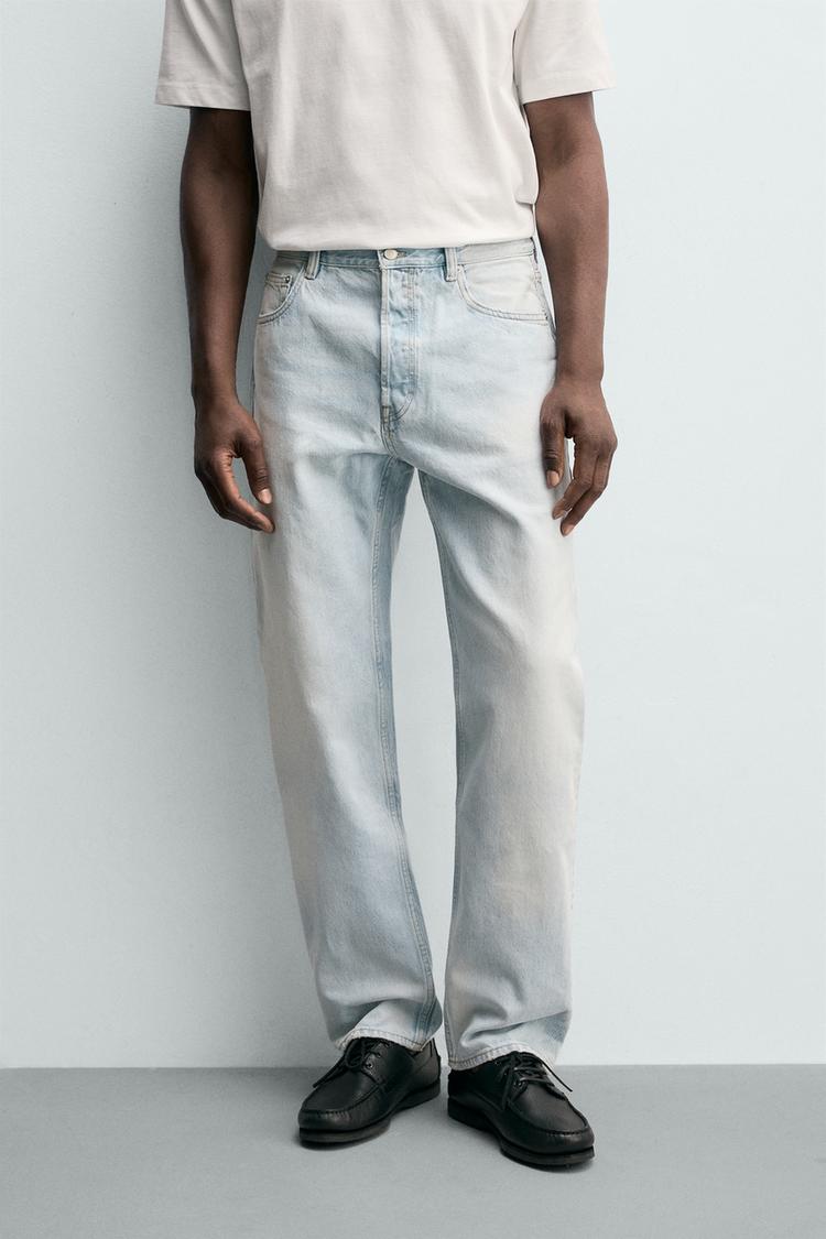 Classic Vintage-Washed Straight Fit Denim Jeans