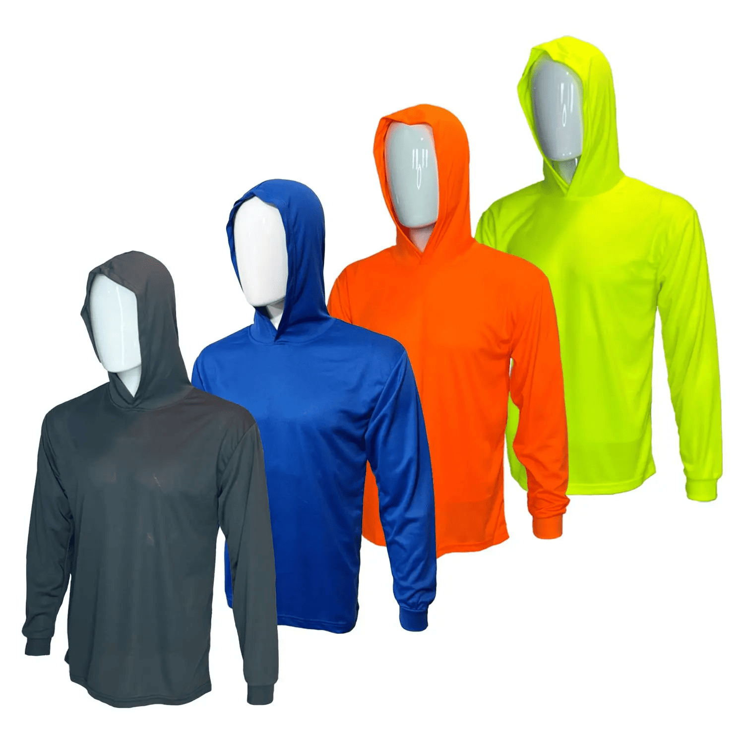 4 SHIRT PACK Hi Vis Long Sleeve Safety Shirt With Hoodie