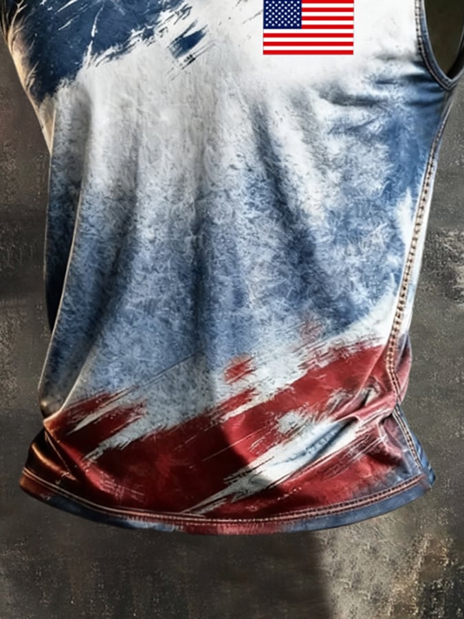 Men's Retro Independence Day Patriot Crew Neck Tank Top