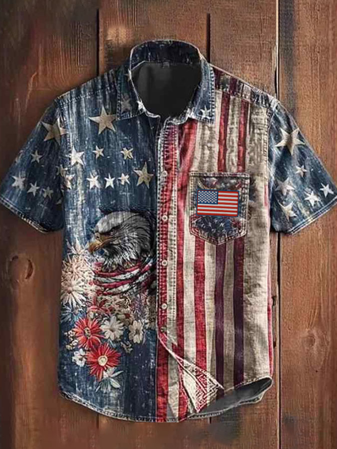 Men'S Independence Day 250Th Anniversary Printed Short Sleeve Shirt
