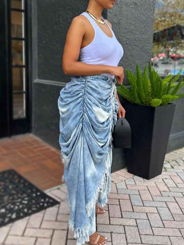 Ruched Draped Jeans