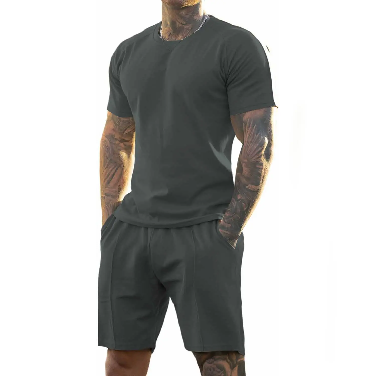 Mens Short Sets 2 Piece Outfits Fashion Summer Tracksuits Casual Set