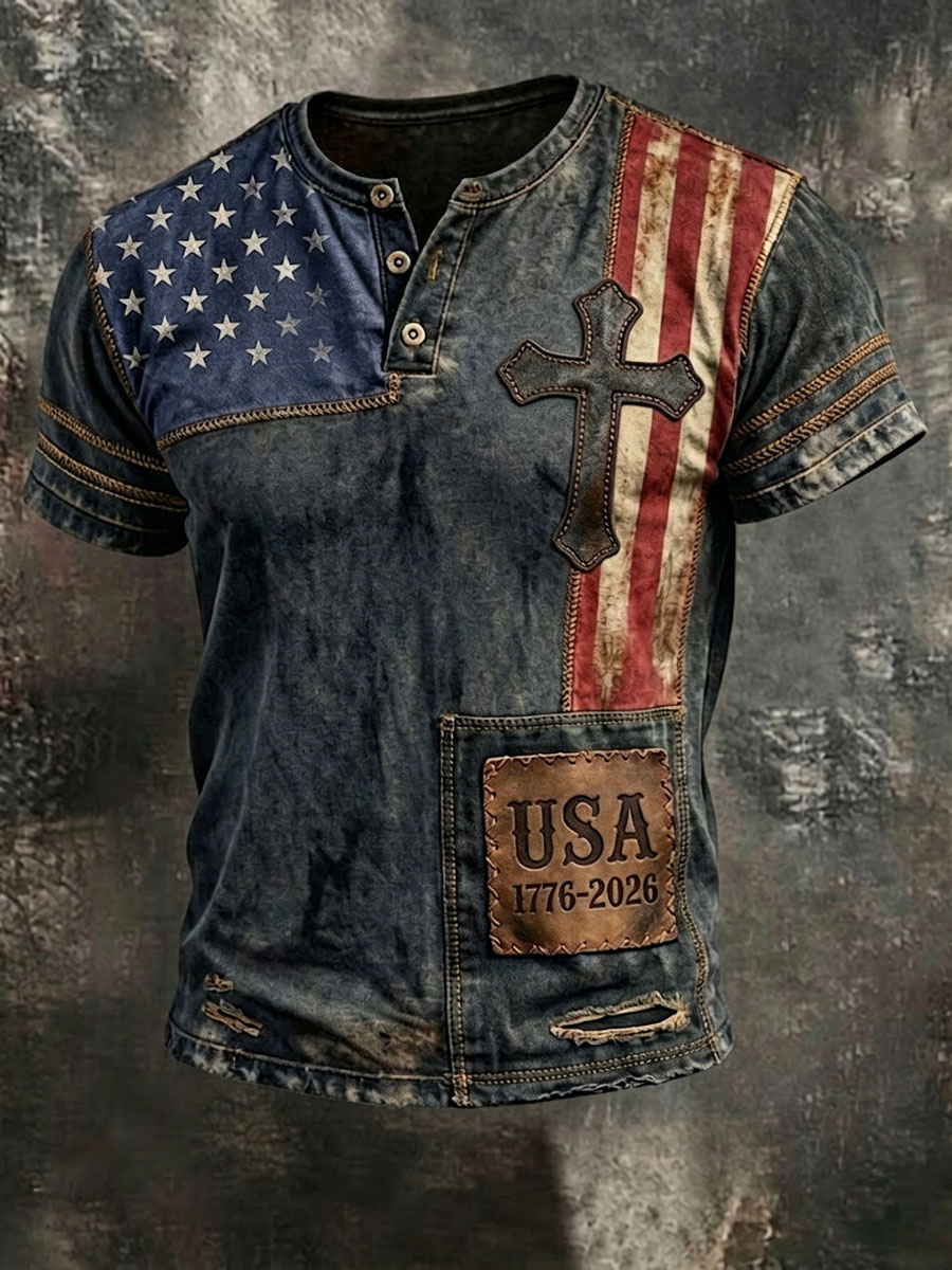 Men'S Retro 250Th Anniversary American Faith Short-Sleeve T-Shirt