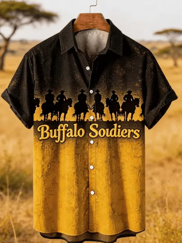 Men's Juneteenth Buffalo Soldier Cycling Art Print Top