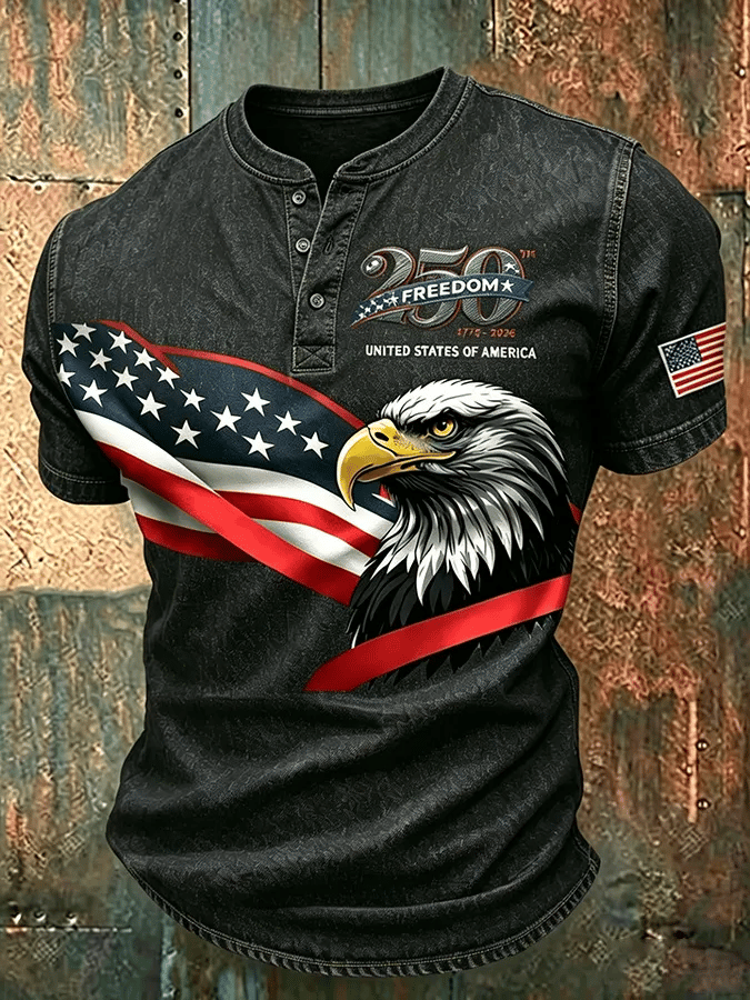 Men's American Flag Printed Casual T-Shirt