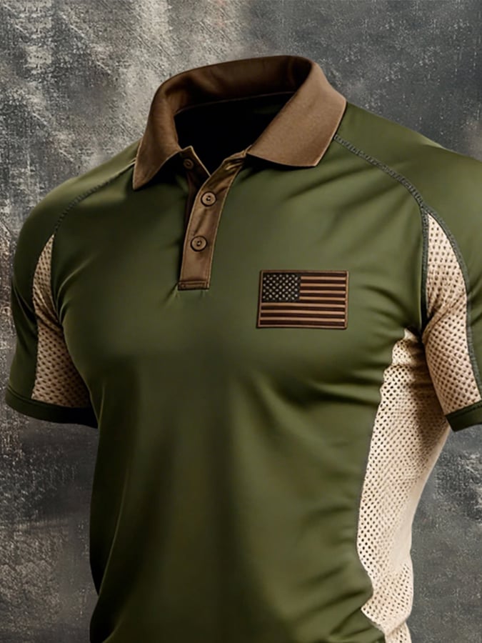 Men's Retro Spliced ​​Breathable Mesh 