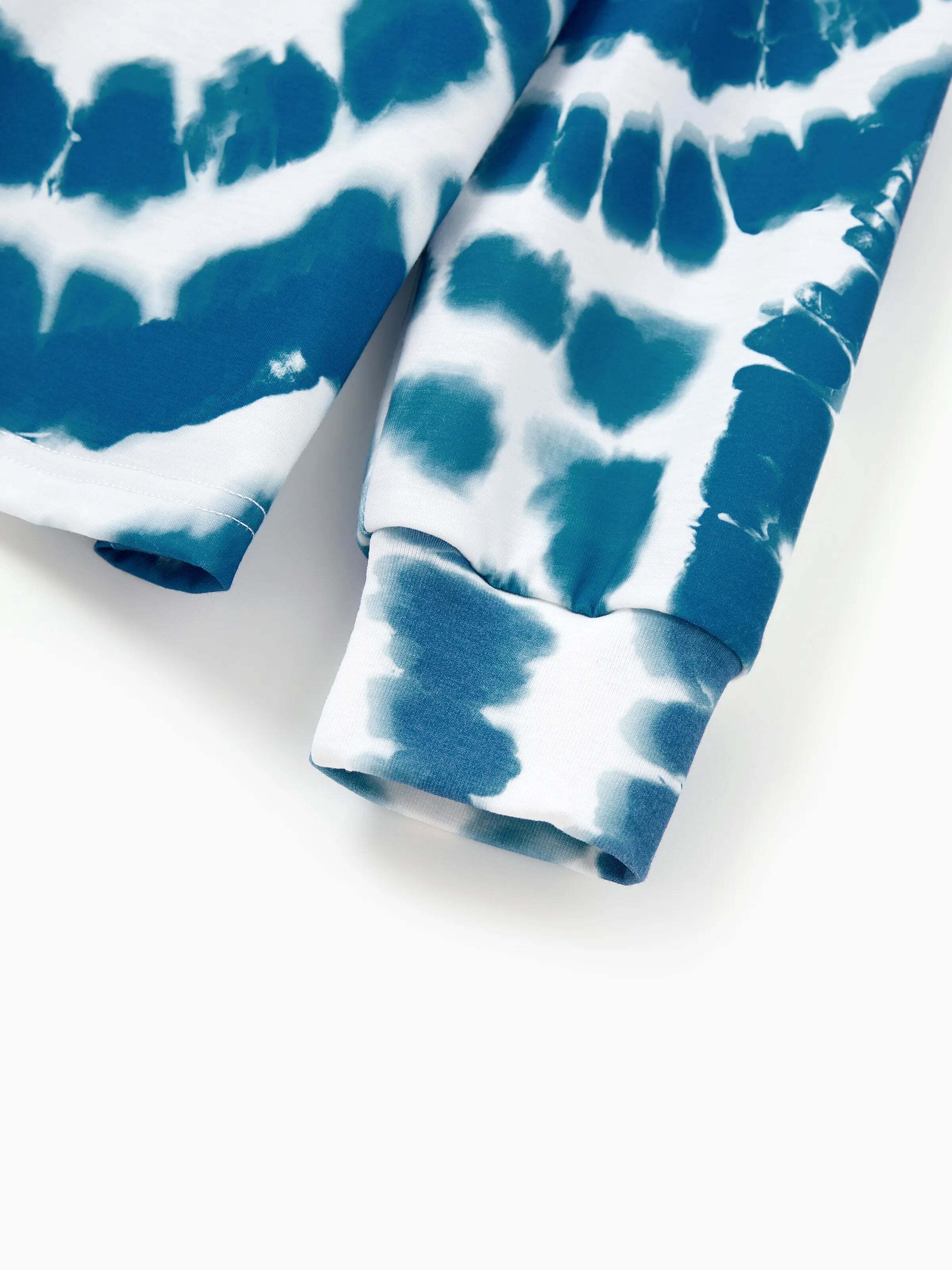 Christmas Matching Family Pajamas Set Tie-dye Snowman Print Blue PJS with Christmas Socks Deep Blue