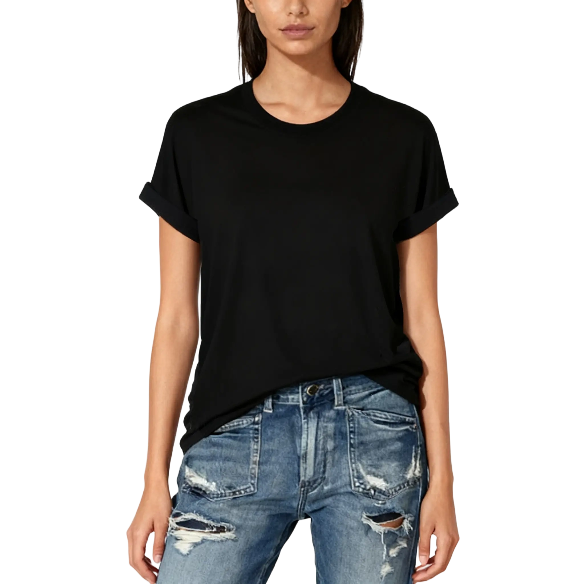 Women's Solid Crew Neck Short Sleeve Tees