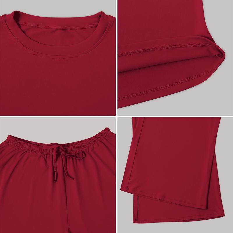 Women’s Long-Sleeve Crop Top & Wide-Leg Pants Activewear Set