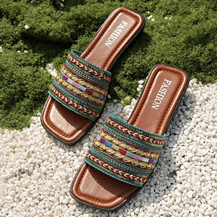 Open Toe Flat Sandals (2 color options)