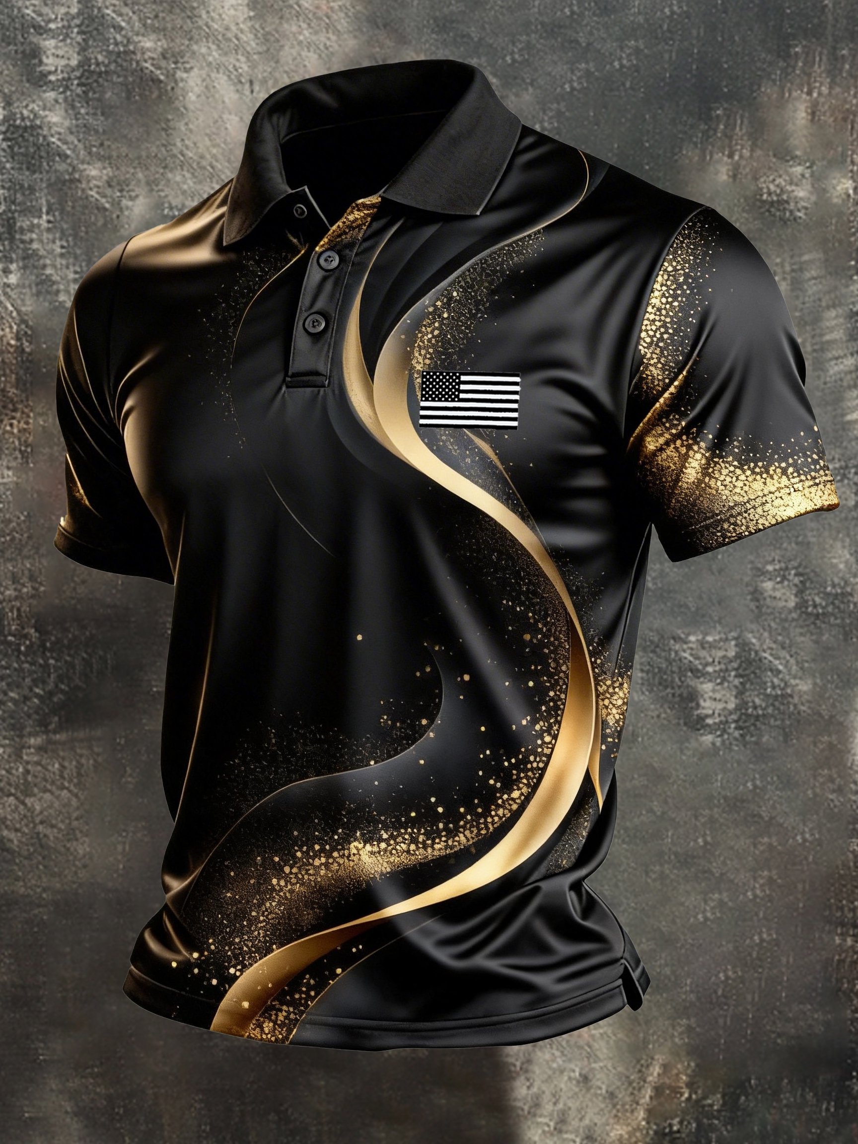 Men's Retro Patriot Color Block Polo Collar Short Sleeve