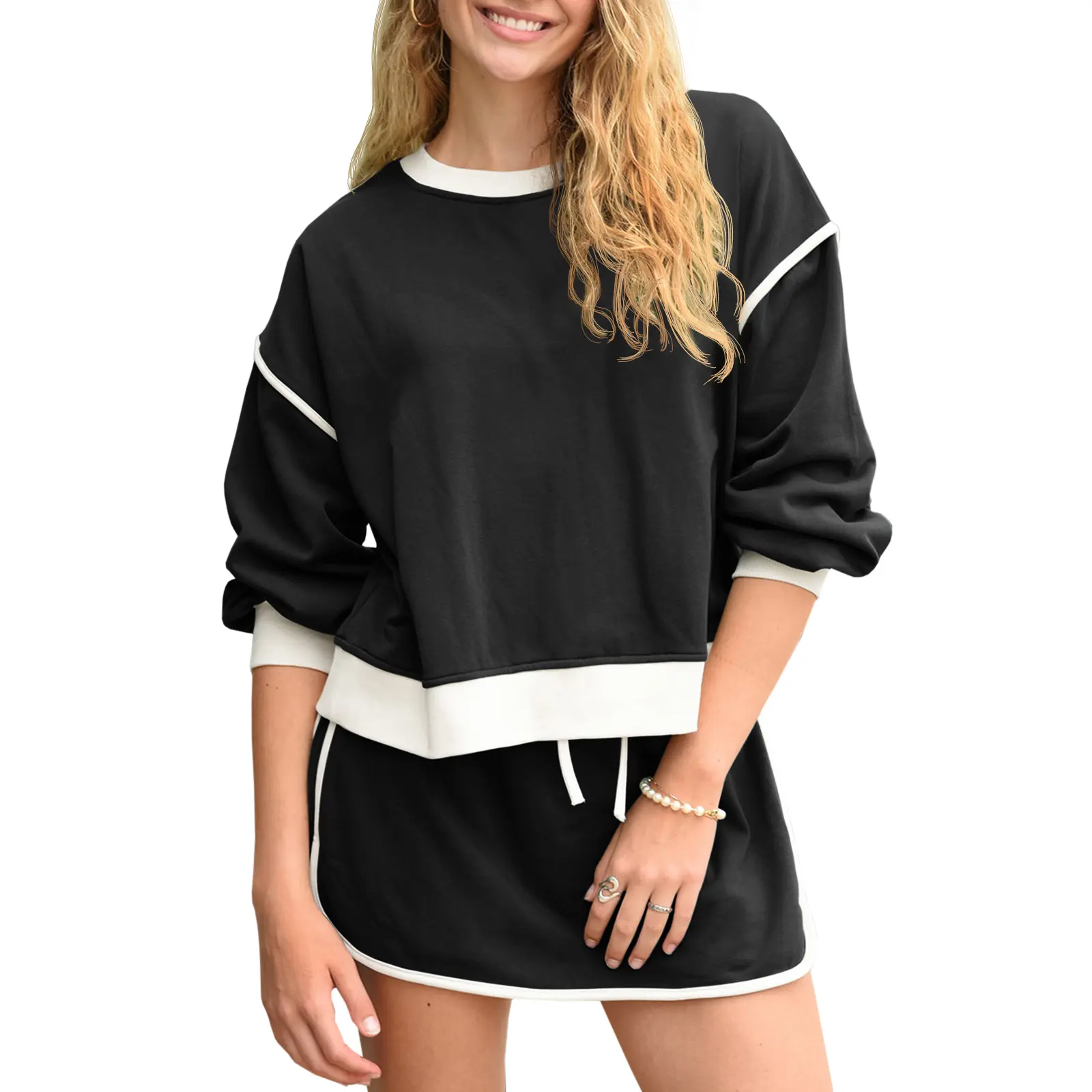Women's Sweatshirt & Skort Sweatsuit Set